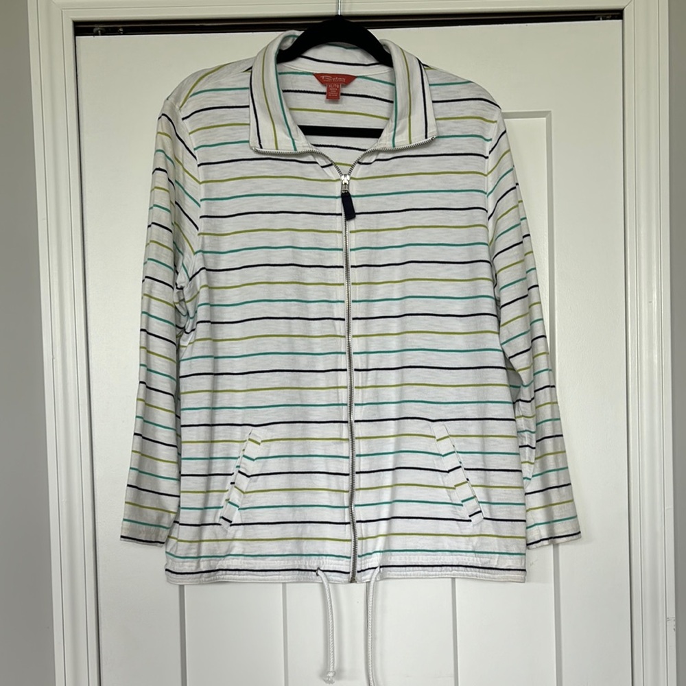 Women’s Tommy Bahama 100% Cotton Striped Zip-Up Jacket. XL